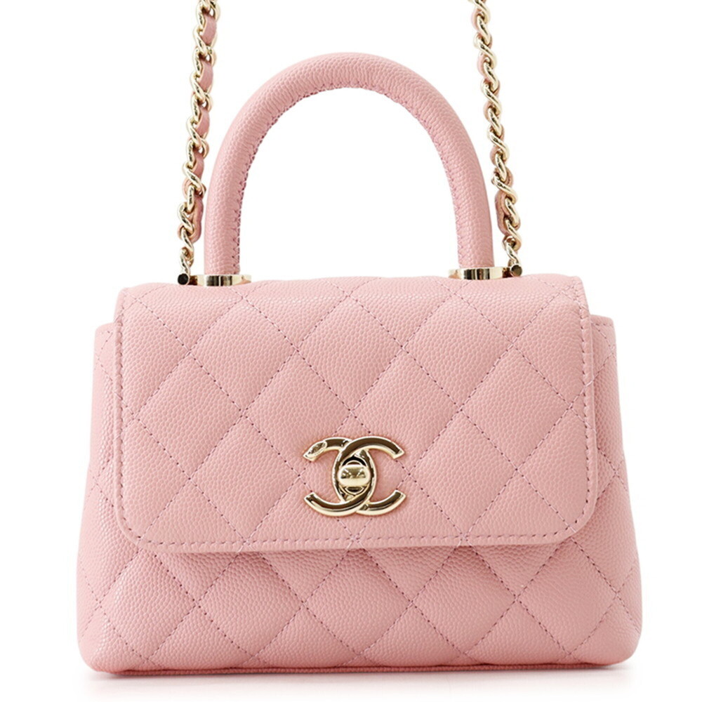 Chanel Matelassé Mini Handbag with Coco Handle, Caviar Skin, AP4244, 2-way Ch...